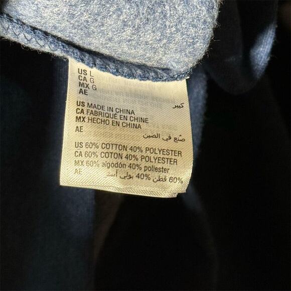 And Now This Men's Blue Fleece Pullover Sweater Utility Pocket Crew Neck L - Picture 3 of 4